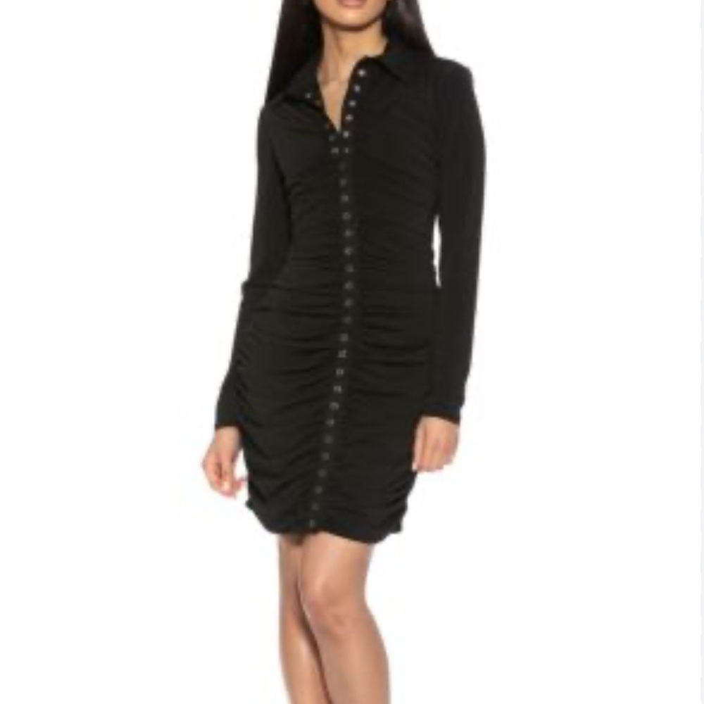Alexia Admor Black Ruched Long Sleeve Dress